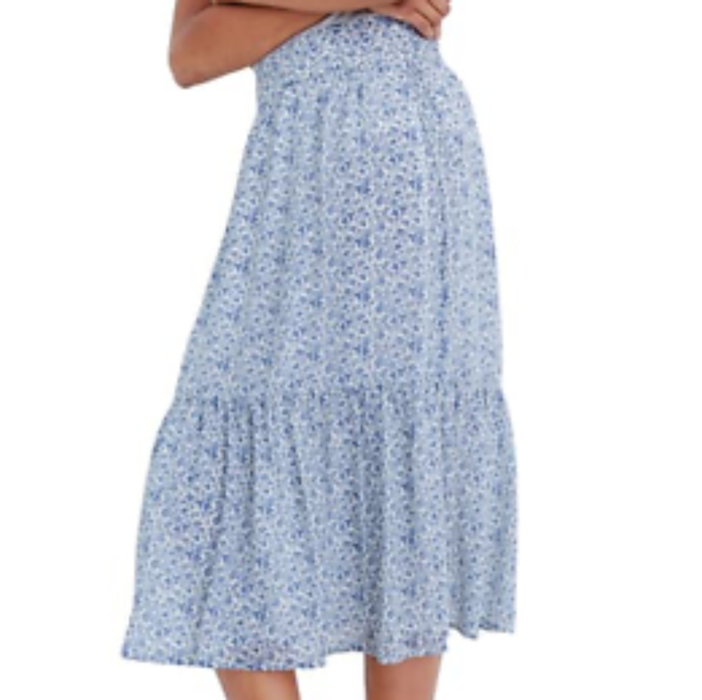Tiered Peasant Midi Skirt with front tie - EU size 1 - Picture 1 of 5